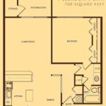 Magnolia floorplan, 1 bedroom, 760 sq ft.